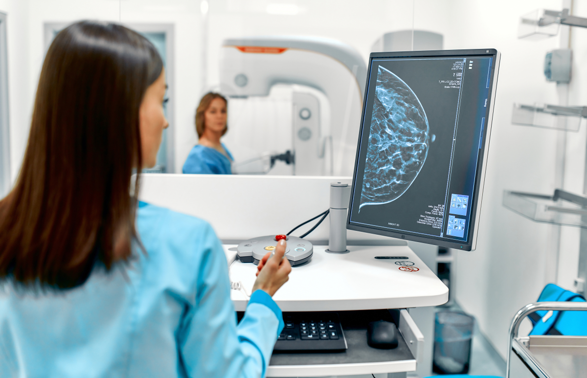 Doctor assessing mammography results